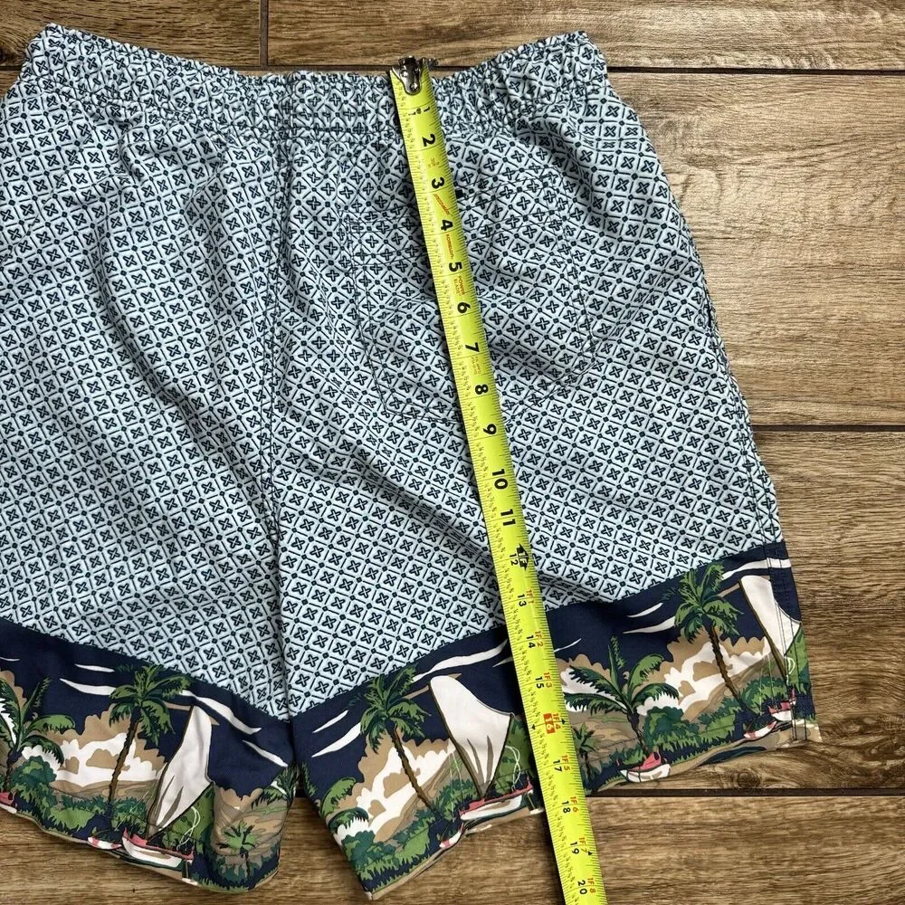 Nautica Swim Trunks Size M Multicolored Built In Brief Pockets Sailboat Print